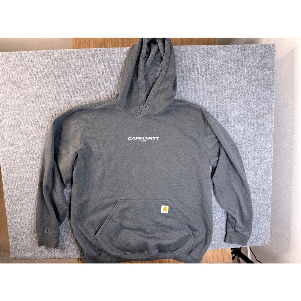 Carhartt Rain Defender Hoodie XL Mens Gray Cotton Blend Loose Fit Pullover TS703